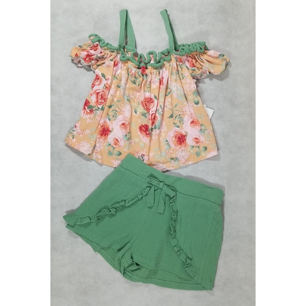 Bonnie Jean Girls Size Large (14) Short Set Floral Sleeveless Outfit Summer NEW